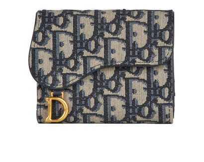 Christian Dior Saddle Lotus Wallet, &pound;350, Accessories, Beige/Blue, Canvas/Leather, Front view